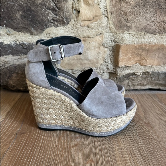 🔥Stuart Weitzman🔥Soho Jute Espadrille Wedges Suede Sz5  Price Firm!